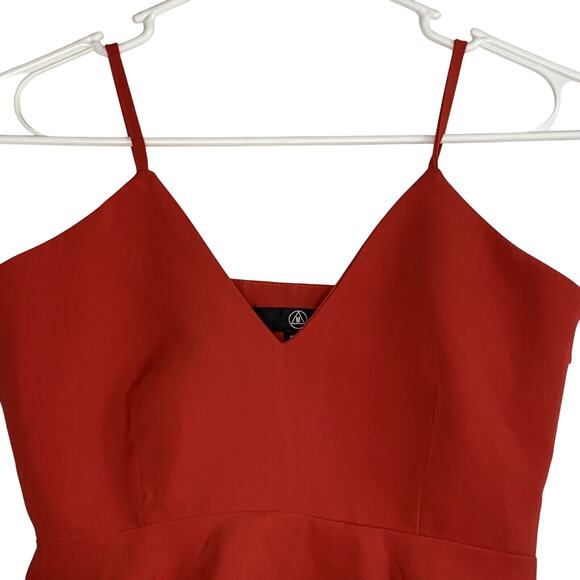 Missguided Top Womens 0 Red Cropped Flutter Waist Spaghetti Straps Side Zipper - Picture 2 of 10